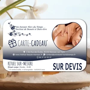 Carte-Cadeau Rituels Corps (Gommage et modelage) : Rituel Sur-Mesure